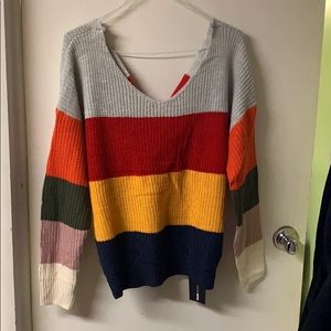 Striped open back sweater “What I Want Sweater”